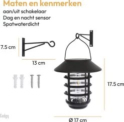 Gadgy Solar Tafellamp En Wandlamp Bijenkorf - Lantaarn Met Wandhaak - Tuinverlichting Op Zonneenergie Buiten - Led Buitenverlichting Met Sensor - Zwart Metaal -Philips Hue Winkel 1200x1181 11