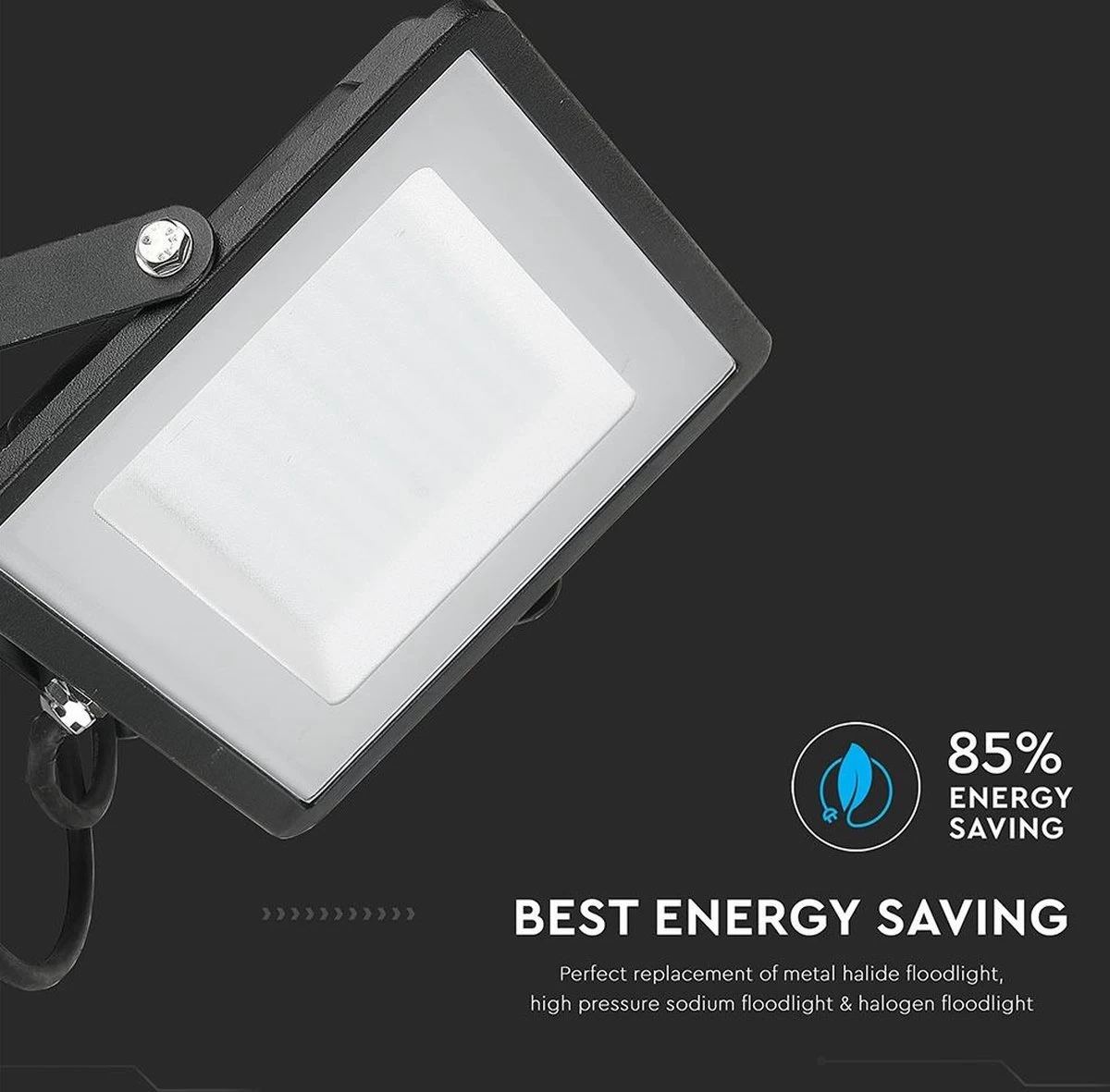 V-tac VT-100-B LED Schijnwerper - 100 W - 8000 Lm - 6400K - Zwart 12 V-tac VT-100-B LED Schijnwerper - 100 W - 8000 Lm - 6400K - Zwart - Afbeelding 10