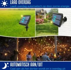 Lichtsnoer - Lichtslinger Op Zonne-energie - Solar Led Prikkabel - Feestverlichting - Lampjes Slinger - Tuinverlichting - Vintage Basic Sfeerverlichting - 15 Meter En 12 Led E27 Lampen -Philips Hue Winkel 1200x1182 2