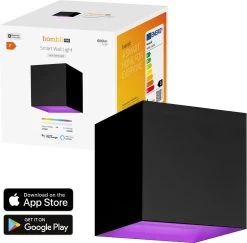 Hombli Wandlamp Voor Binnen En Buiten - Wit En Gekleurd Licht – Aanpasbare Lichthoek, Slimme LED Verlichting, Bad & Woonkamer, Waterdicht, Aluminium, Zwart