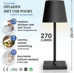 Signity® Mini Oplaadbare Tafellamp - Tafellamp Slaapkamer En Woonkamer - Draadloze Tafellamp Voor Binnen En Buiten - Draadloze Tafellamp Op Batterijen- Tafellamp Oplaadbaar - Tafellamp Zwart - 26cm 17 Signity® Mini Oplaadbare Tafellamp - Tafellamp Slaapkamer En Woonkamer - Draadloze Tafellamp Voor Binnen En Buiten - Draadloze Tafellamp Op Batterijen- Tafellamp Oplaadbaar - Tafellamp Zwart - 26cm -Philips Hue Winkel 1200x1184 23