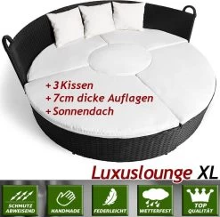 Casaria Polyrattan Zonne-Eiland Ø185cm – Incl. Kussens - Zwart Crème -Philips Hue Winkel 1200x1184 5