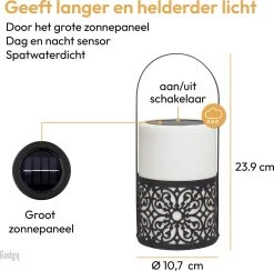 Gadgy Solar Lantaarn Zwart / Wit - Tuinlantaarn Set Van 3 - Solar Tuinverlichting Op Zonneenergie - Led Buitenverlichting Met Dag/Nacht Sensor - Tafellamp - Hanglamp - 24 X Ø10.7 CM -Philips Hue Winkel 1200x1185 10