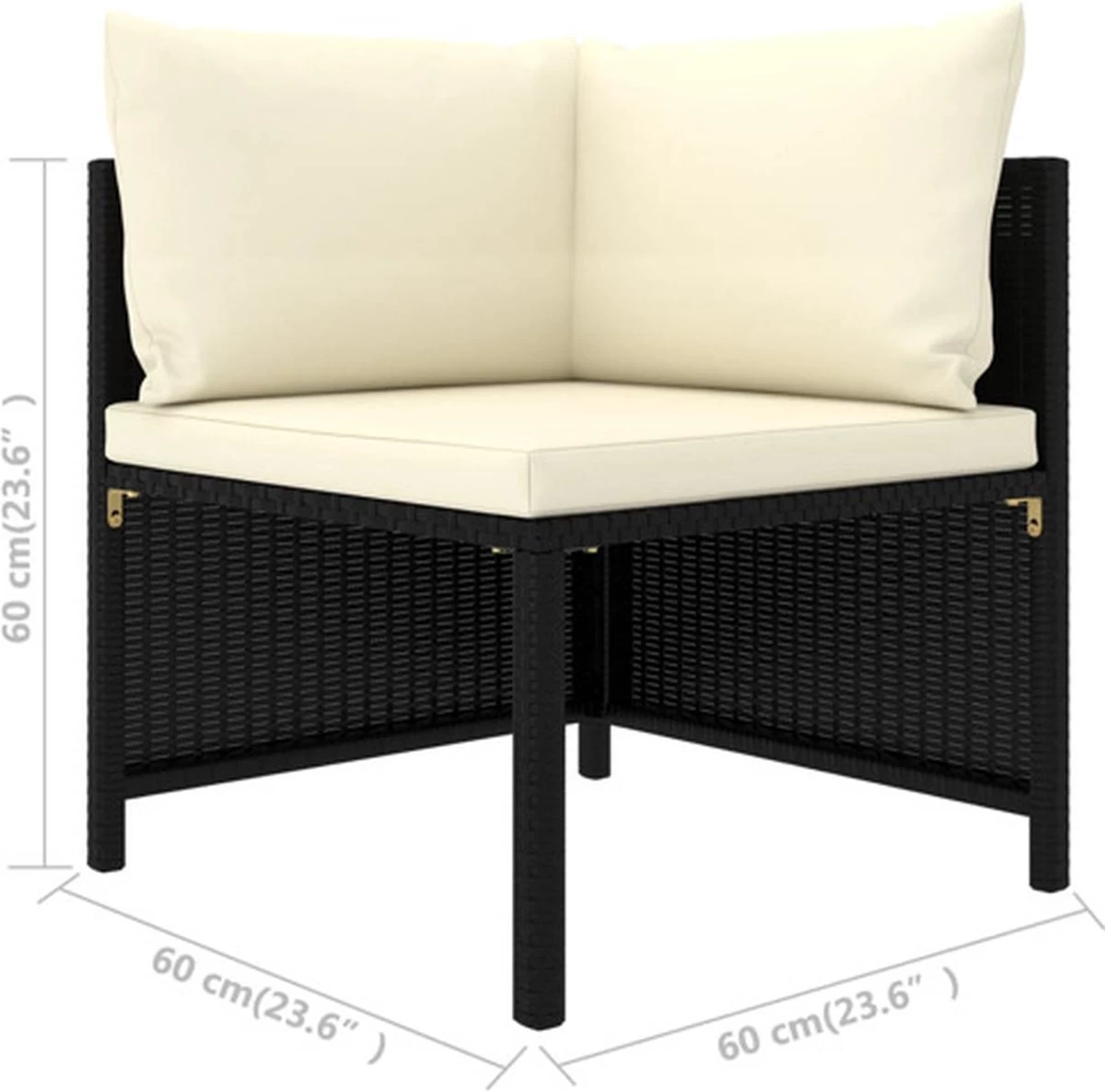 VidaXL 4-delige Loungeset Met Kussens Poly Rattan Zwart 4 VidaXL 4-delige Loungeset Met Kussens Poly Rattan Zwart - Afbeelding 2