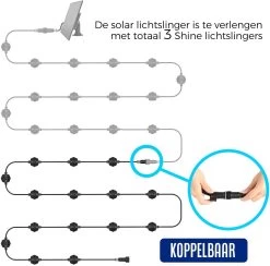 SHINE - Lichtsnoer - Lichtslinger Op Zonne-energie - Solar Led Prikkabel - Feestverlichting - Lampjes Slinger - Tuinverlichting - Vintage Basic Sfeerverlichting - 10 Meter En 12 Led Plug-In Lampen -Philips Hue Winkel 1200x1186 2