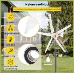 Merkloos Windmolen Generator - 500W - Nylon Vezelbladen - Start Bij Lage Windsnelheid - Windturbine - Windmolen -Philips Hue Winkel 1200x1190 23
