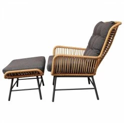 BUITEN Living Dex Wicker Loungestoel Tuin Incl. Wicker Voetenbank | Wicker + Aluminium | Bamboe Antraciet -Philips Hue Winkel 1200x1190