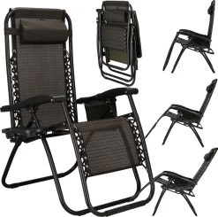 Springos Tuinstoel | Ligstoel | Opvouwbaar | Verstelbaar | Ergonomische Hoofdsteun | Bruin / Zwart -Philips Hue Winkel 1200x1191 6