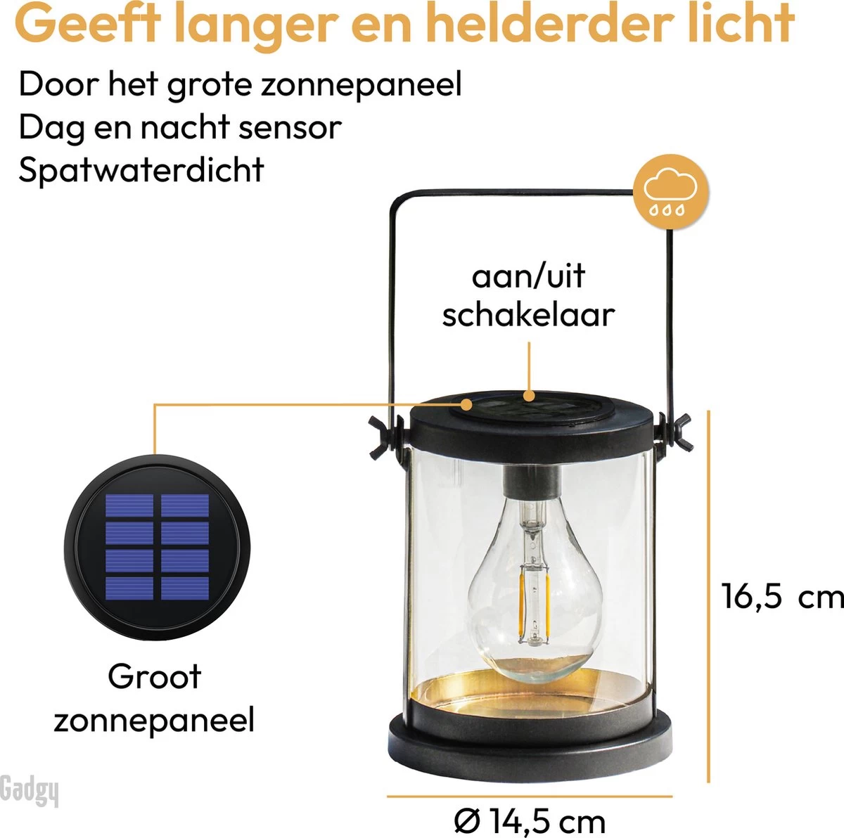 Gadgy Solar Lantaarn Glas Met Led Gloeilamp - Tafellamp Set Van 2 - Solar Tuinverlichting Op Zonneenergie - Led Buitenverlichting Met Dag/Nacht Sensor - Tuinlantaarn - 16.5x14.5CM 10 Gadgy Solar Lantaarn Glas Met Led Gloeilamp - Tafellamp Set Van 2 - Solar Tuinverlichting Op Zonneenergie - Led Buitenverlichting Met Dag/Nacht Sensor - Tuinlantaarn - 16.5x14.5CM - Afbeelding 8