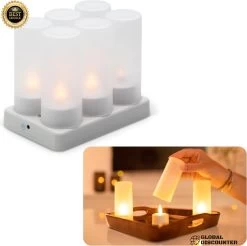 A.K.A. Led Kaarsen 6 Stuks - Oplaadbare Waxinelichtjes Kaars - Kerst Theelichtjes Oplaadbaar - Led Strip - Sfeerverlichting Kerst Decoratie