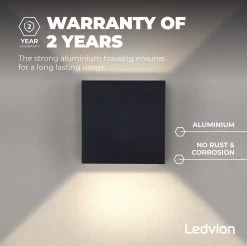 Ledvion Wandlamp Buiten - Zwart - 6W - 3000K - Up Down Light - IP54 33 Ledvion Wandlamp Buiten - Zwart - 6W - 3000K - Up Down Light - IP54 -Philips Hue Winkel 1200x1193 2