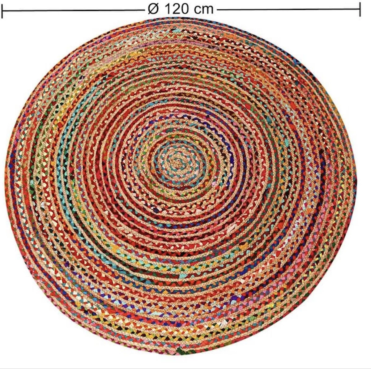 Casa Moro - Jute Vloerkleed Tamani Kleurrijk Ø 120cm | Tapijt In Boho-stijl Van 100% Natuurlijke Vezel Jute & Katoen, Handgevlochten 7 Casa Moro - Jute Vloerkleed Tamani Kleurrijk Ø 120cm | Tapijt In Boho-stijl Van 100% Natuurlijke Vezel Jute & Katoen, Handgevlochten - Afbeelding 5