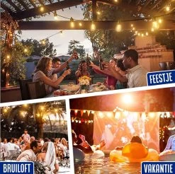 Lichtsnoer - Lichtslinger Op Zonne-energie - Solar Led Prikkabel - Feestverlichting - Lampjes Slinger - Tuinverlichting - Vintage Basic Sfeerverlichting - 15 Meter En 12 Led E27 Lampen -Philips Hue Winkel 1200x1195 11