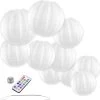 Merkloos Nylon Lampionnen - Wit - 10 Stuks - Incl. Led Met Afstandbediening - Incl. Handige Ophanghaakjes