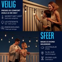 Lichtsnoer - Lichtslinger Op Zonne-energie - Solar Led Prikkabel - Feestverlichting - Lampjes Slinger - Tuinverlichting - Vintage Basic Sfeerverlichting - 15 Meter En 12 Led E27 Lampen -Philips Hue Winkel 1200x1196 5