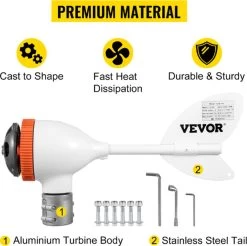 Vevor® Windmolen Generator - 500W - Nylon Vezelbladen - Windturbine - Windmolen - Windmolen Generator - Aerogenerator - Voor Huis Tuin Boot Marine Monitoring Of Straatverlichting - Windenergie - Met MPPT Controller -Philips Hue Winkel 1200x1197 46