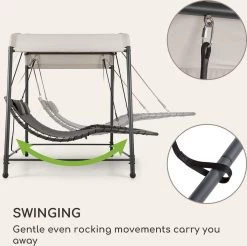 Blumfeldt Palermo Schommelbank - Hollywoodschommel 130 X 207 Cm - Ligbed Met Dak - Schommelstoel Voor 2 Personen - Tuinbank Inclusief Nekkussens - Stalen Frame En Polyester Dak - Grijs -Philips Hue Winkel 1200x1197 5