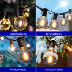 Merkloos Lichtsnoer Op Zonne-energie - Warm Wit - Tuinverlichting - Lichtslinger - 10M - Waterdicht - E27 Fitting - Warm Wit - Incl. 20 LED Lampen - Voor Binnen En Buiten - Solar Tuinverlichting -Philips Hue Winkel 1200x1198 34