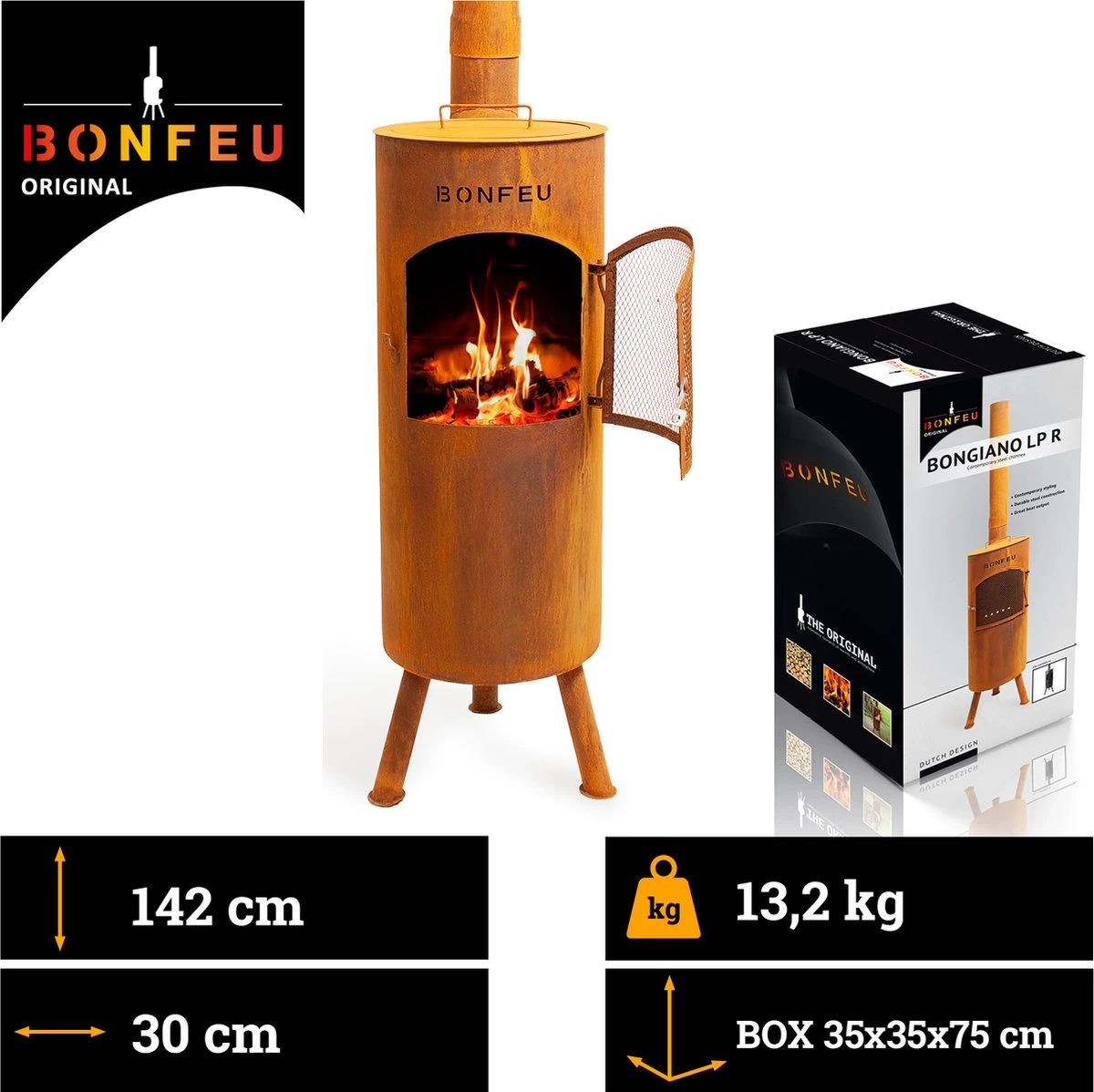BonFeu Bongiano LP Roest Tuinhaard - L 30 X B 30 X H 153 Cm - Cortenstaal - Bruin - Tuinhaard - Terrasverwarming - Terrasverwarmers - Tuinkachel - Terraskachel - Houtkachel - Kachels 9 BonFeu Bongiano LP Roest Tuinhaard - L 30 X B 30 X H 153 Cm - Cortenstaal - Bruin - Tuinhaard - Terrasverwarming - Terrasverwarmers - Tuinkachel - Terraskachel - Houtkachel - Kachels - Afbeelding 7