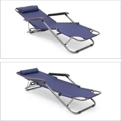 Relaxdays Ligstoel Inklapbaar - Ligbed Met Hoofdsteun - Strandstoel Verstelbaar - Camping - Donkerblauwe -Philips Hue Winkel 1200x1198 6