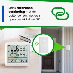 YUCONN Weerstation Hygrometer - Luchtvochtigheidsmeter - Binnen En Buiten - Draadloos Met Buitensensor - Digitaal - Wit 15 YUCONN Weerstation Hygrometer - Luchtvochtigheidsmeter - Binnen En Buiten - Draadloos Met Buitensensor - Digitaal - Wit -Philips Hue Winkel 1200x1198 66