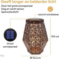 Gadgy Solar Lantaarn Hexagon - Tafellamp Set Van 2 - Tuinlantaarn In Koper Kleur - Solar Tuinverlichting Op Zonneenergie - Led Buitenverlichting Met Dag/nacht Sensor - Hanglamp - 20 X Ø 15 Cm - Metaal -Philips Hue Winkel 1200x1198 70