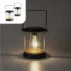 Gadgy Solar Lantaarn Glas Met Led Gloeilamp - Tafellamp Set Van 2 - Solar Tuinverlichting Op Zonneenergie - Led Buitenverlichting Met Dag/Nacht Sensor - Tuinlantaarn - 16.5x14.5CM