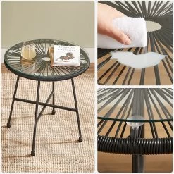 Songmics Balkonmeubilair, Tuinmeubelset, Set Van 3, Zitgroep, Terrasmeubilair, Glazen Tafelblad, 2 Stoelen, Voor Binnen En Buiten, Voor Patio, Tuin, Balkon, Buiten, Zwart GGF013B02 -Philips Hue Winkel 1200x1199