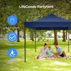 LifeGoods Partytent - 3x4.5 M - Zijwanden - Easy Up - Opvouwbaar - Waterdicht - Draagtas Met Wieltjes - Donkerblauw -Philips Hue Winkel 1200x1200 1002