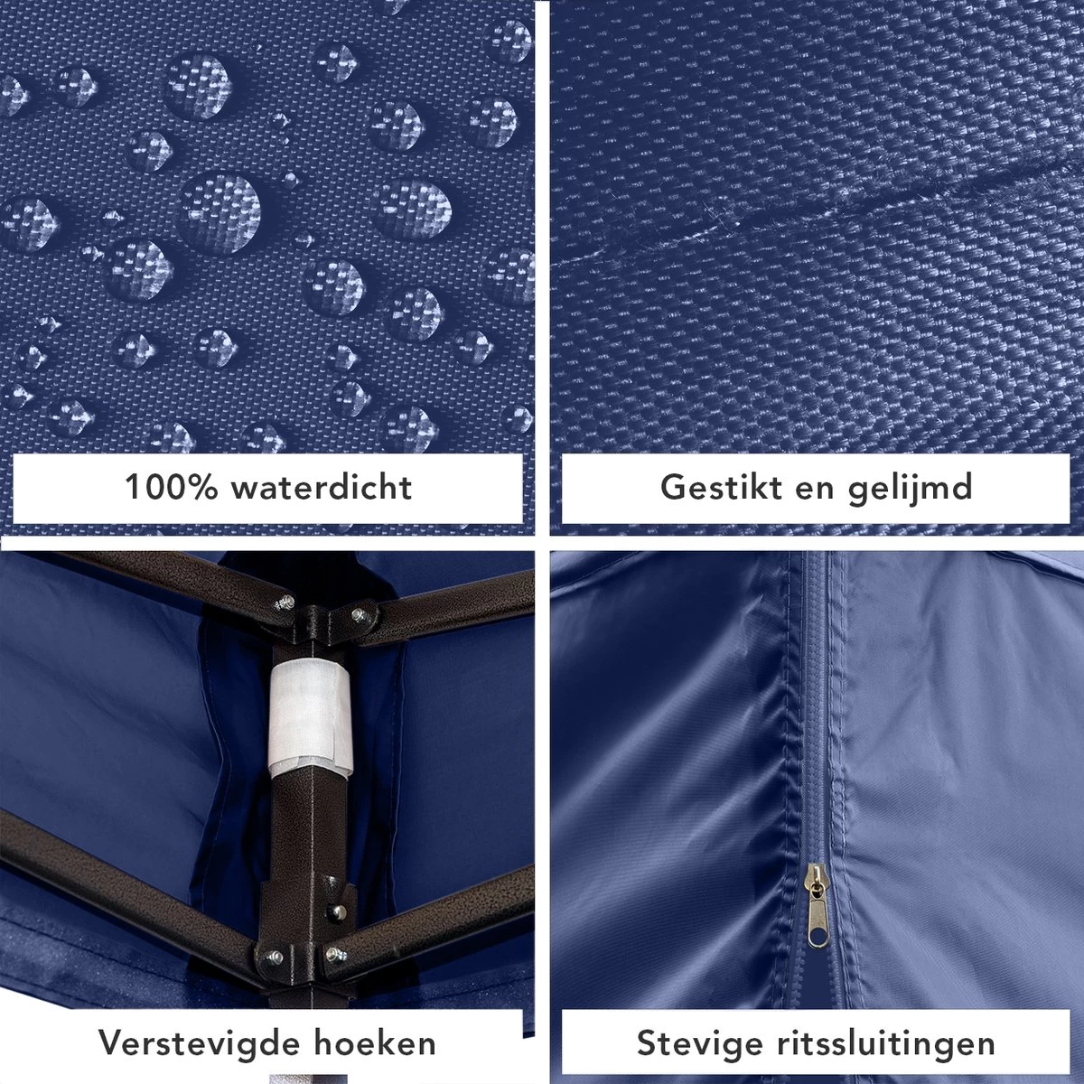 LifeGoods Partytent - 3x3 M - Zijwanden - Easy Up - Opvouwbaar - Waterdicht - Draagtas Met Wieltjes - Donkerblauw 9 LifeGoods Partytent - 3x3 M - Zijwanden - Easy Up - Opvouwbaar - Waterdicht - Draagtas Met Wieltjes - Donkerblauw - Afbeelding 7