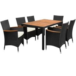Deuba Polyrattan Tuinset Verona - 6 Stoelen + 1 Tafel Zwart