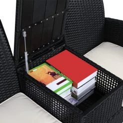 Casaria Tuinbank Polyrattan – 2 Zitter Incl. Tafel & Kussens – Zwart -Philips Hue Winkel 1200x1200 1043