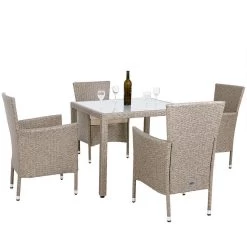 Casaria Polyrattan Tuinset - 4 Stoelen & Tafel 90x90 Cm - Beige Grijs -Philips Hue Winkel 1200x1200 1076