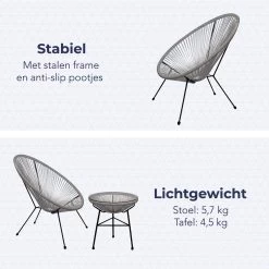 LifeGoods Acapulco Bistroset - 3-Delig - Tuinset Met Bijzettafel - Grijs 15 LifeGoods Acapulco Bistroset - 3-Delig - Tuinset Met Bijzettafel - Grijs -Philips Hue Winkel 1200x1200 1108