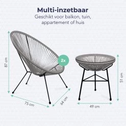 LifeGoods Acapulco Bistroset - 3-Delig - Tuinset Met Bijzettafel - Grijs 17 LifeGoods Acapulco Bistroset - 3-Delig - Tuinset Met Bijzettafel - Grijs -Philips Hue Winkel 1200x1200 1110