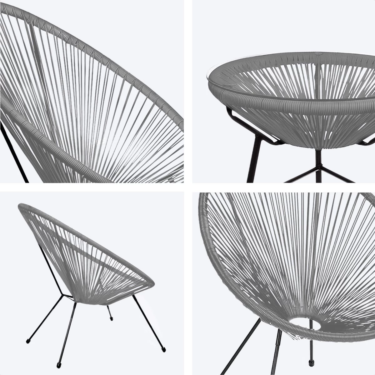 LifeGoods Acapulco Bistroset - 3-Delig - Tuinset Met Bijzettafel - Grijs 10 LifeGoods Acapulco Bistroset - 3-Delig - Tuinset Met Bijzettafel - Grijs - Afbeelding 8