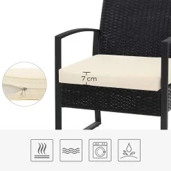 Songmics Tuinmeubelset, 3-delige Set, Van Polyrotan, Voor Outdoor, Terras, Balkon, Tuin, Eenvoudige Montage, Bijzettafel En 2 Stoelen, Zwart-beige -Philips Hue Winkel 1200x1200 1124