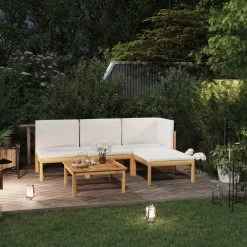 Decoways - 5-delige Loungeset Met Kussens Massief Acaciahout Crèmekleurig -Philips Hue Winkel 1200x1200 1145