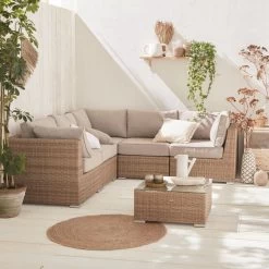 Premium Loungeset - VITTORIA - Rond Wicker– 5 Plaatsen, Naturel/beige -Philips Hue Winkel 1200x1200 1177