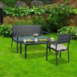 Relaxdays Tuinbank Met Kussen - 2 Zits Buitenbank Metaal - Balkonbank Kunststof - Voortuin -Philips Hue Winkel 1200x1200 128