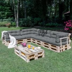 Beautissu Style – Palletkussen Set – 1x Zitkussen 120x80 Cm & 1x Rugkussen 120x40 Cm – Graphiet Grijs -Philips Hue Winkel 1200x1200 1286