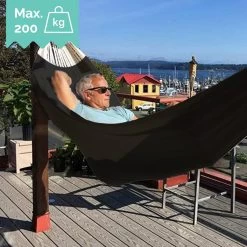 Dubbele Hangmat Zwart Met Spreidstok - 1 Of 2 Persoons - Lig Oppervlak 190x150cm - Lengte 260cm -Philips Hue Winkel 1200x1200 1307