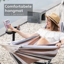 Vita5 Hangmat Met Standaard – 2 Persoons – Incl. Bekerhouder – 205kg Draaggewicht – Blauw/Wit/Bruin -Philips Hue Winkel 1200x1200 1309