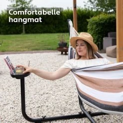 Vita5 Hangmat Met Standaard – 2 Persoons – Incl. Bekerhouder – 205kg Draaggewicht – Blauw/Wit/Bruin -Philips Hue Winkel 1200x1200 1313