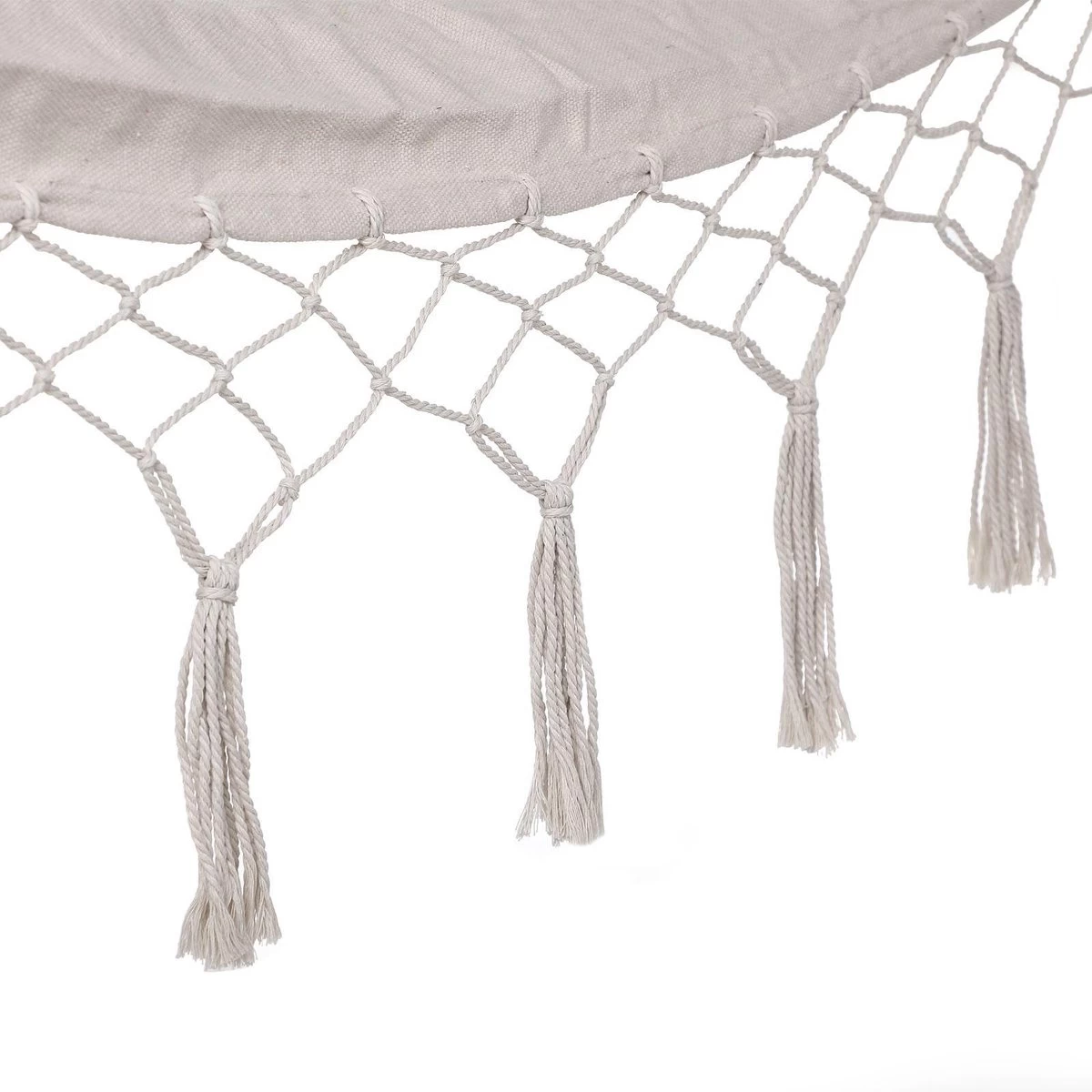 Detex Hangmat Met Franjes - 320x150cm – Belastbaar Tot 300kg Beige 5 Detex Hangmat Met Franjes - 320x150cm – Belastbaar Tot 300kg Beige - Afbeelding 3