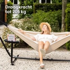 Vita5 Hangmat Met Standaard – 2 Persoons – Incl. Bekerhouder – 205kg Draaggewicht – Beige/Wit -Philips Hue Winkel 1200x1200 1351