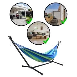 Hangmat Met Standaard En Opbergtas – 2 Persoons – Max. Draaggewicht 200Kg – Hangmatset – Hangmatten – Hang Mat Voor Binnen En Buiten – Hangmatstandaard – Hammock – Blauw / Groen -Philips Hue Winkel 1200x1200 1356