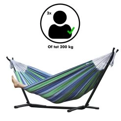 Hangmat Met Standaard En Opbergtas – 2 Persoons – Max. Draaggewicht 200Kg – Hangmatset – Hangmatten – Hang Mat Voor Binnen En Buiten – Hangmatstandaard – Hammock – Blauw / Groen -Philips Hue Winkel 1200x1200 1358