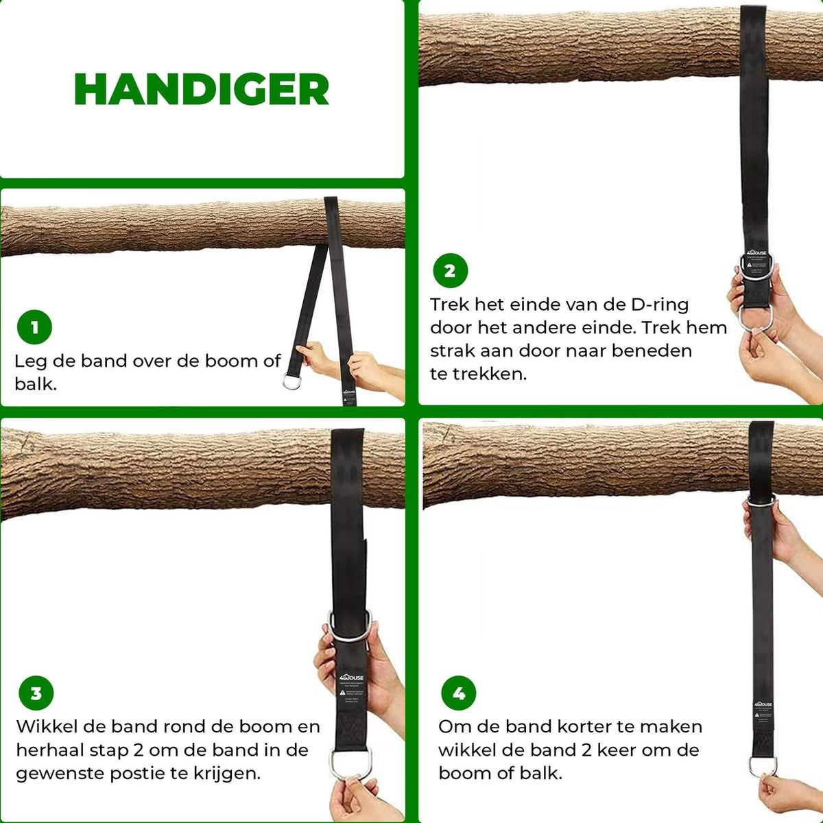 4House Ophang Koord Voor Hangmat, Hangstoel / Schommel - Hangmat Bevestigingsset Inclusief Haken - Karabijnhaak - Hangmat Standaard -Schommelophangset - Hangmat Ophangsysteem -150cm - Tot 1000kg - Boomvriendelijke Hangmat Ophangset - Set Van 2Stuks 7 4House Ophang Koord Voor Hangmat, Hangstoel / Schommel - Hangmat Bevestigingsset Inclusief Haken - Karabijnhaak - Hangmat Standaard -Schommelophangset - Hangmat Ophangsysteem -150cm - Tot 1000kg - Boomvriendelijke Hangmat Ophangset - Set Van 2Stuks - Afbeelding 5