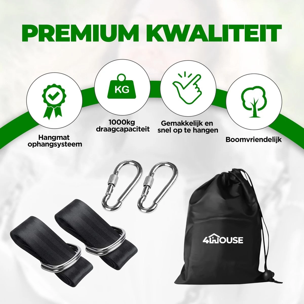 4House Ophang Koord Voor Hangmat, Hangstoel / Schommel - Hangmat Bevestigingsset Inclusief Haken - Karabijnhaak - Hangmat Standaard -Schommelophangset - Hangmat Ophangsysteem -150cm - Tot 1000kg - Boomvriendelijke Hangmat Ophangset - Set Van 2Stuks 9 4House Ophang Koord Voor Hangmat, Hangstoel / Schommel - Hangmat Bevestigingsset Inclusief Haken - Karabijnhaak - Hangmat Standaard -Schommelophangset - Hangmat Ophangsysteem -150cm - Tot 1000kg - Boomvriendelijke Hangmat Ophangset - Set Van 2Stuks - Afbeelding 7